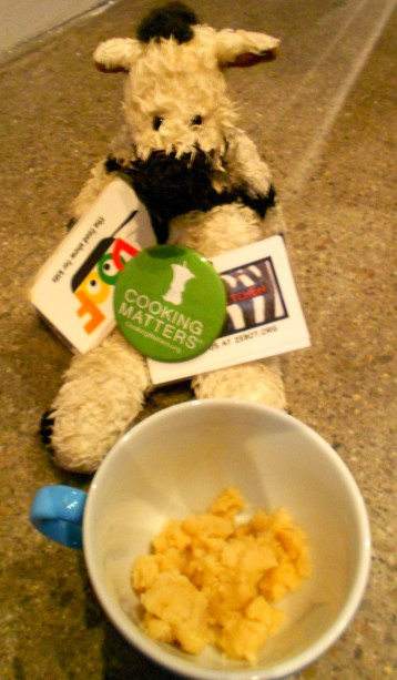 Shortbread dough looks all crumbly before you press it into your baking pan.