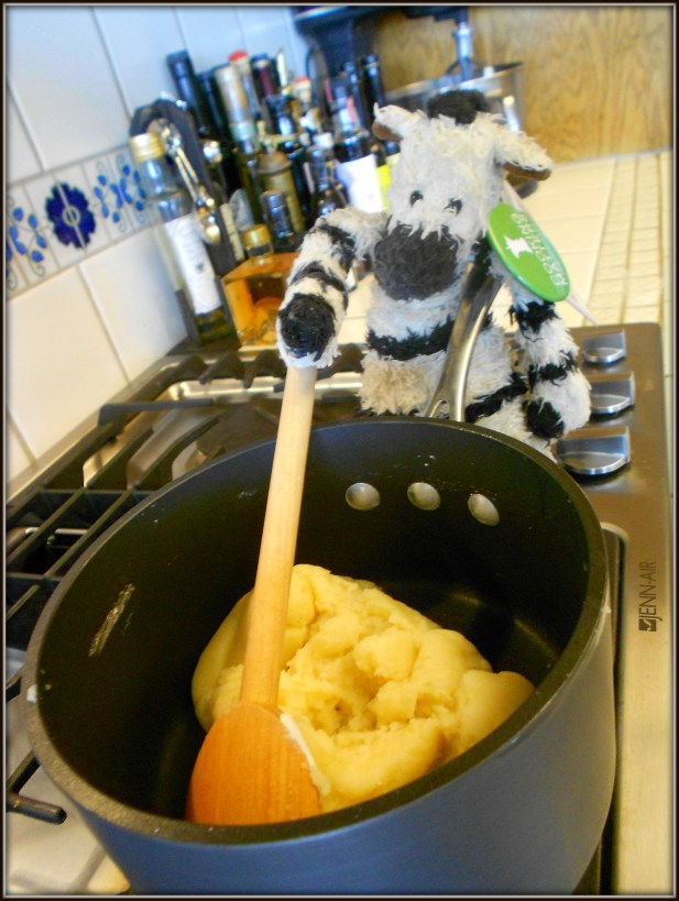 Mixing choux pastry takes muscles -- good thing zebras have a lot of them!